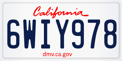 CA license plate 6WIY978
