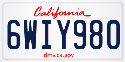 CA license plate 6WIY980