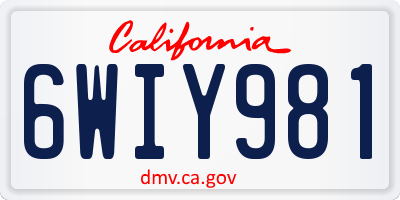 CA license plate 6WIY981