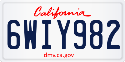 CA license plate 6WIY982