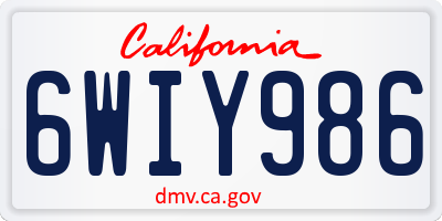 CA license plate 6WIY986