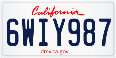 CA license plate 6WIY987
