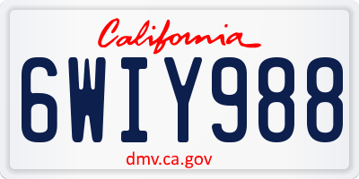 CA license plate 6WIY988
