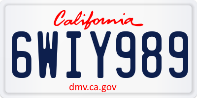 CA license plate 6WIY989