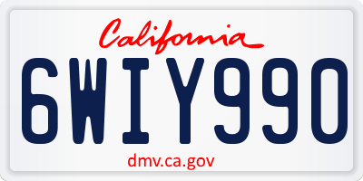 CA license plate 6WIY990