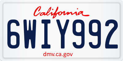 CA license plate 6WIY992