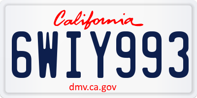 CA license plate 6WIY993