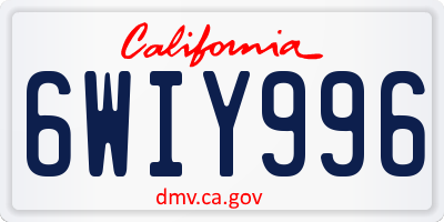 CA license plate 6WIY996
