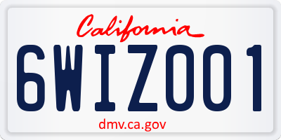 CA license plate 6WIZ001