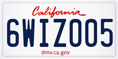 CA license plate 6WIZ005