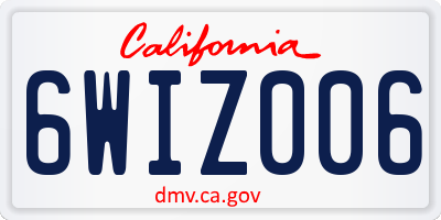 CA license plate 6WIZ006