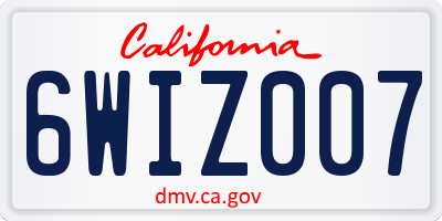 CA license plate 6WIZ007