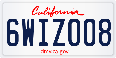 CA license plate 6WIZ008