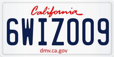 CA license plate 6WIZ009