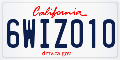 CA license plate 6WIZ010