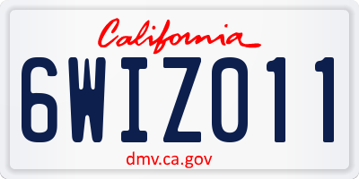 CA license plate 6WIZ011