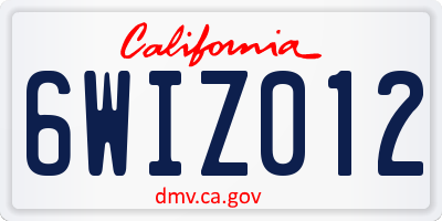 CA license plate 6WIZ012