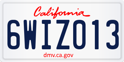 CA license plate 6WIZ013