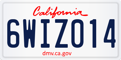 CA license plate 6WIZ014