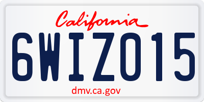 CA license plate 6WIZ015
