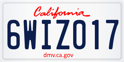 CA license plate 6WIZ017
