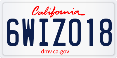 CA license plate 6WIZ018