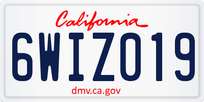 CA license plate 6WIZ019