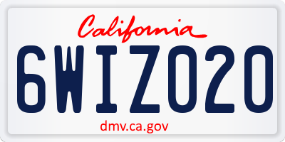 CA license plate 6WIZ020