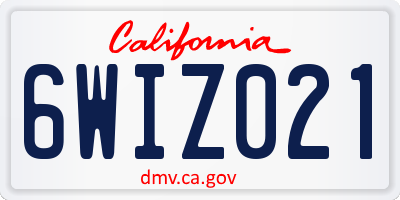 CA license plate 6WIZ021