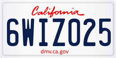 CA license plate 6WIZ025