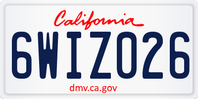 CA license plate 6WIZ026