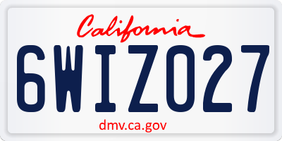 CA license plate 6WIZ027