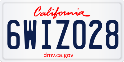CA license plate 6WIZ028