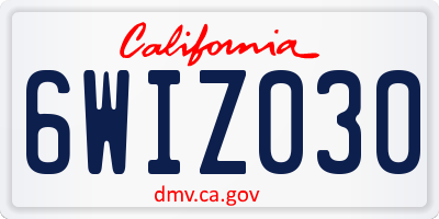 CA license plate 6WIZ030