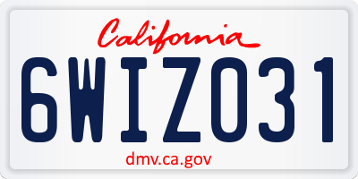 CA license plate 6WIZ031