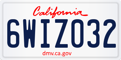 CA license plate 6WIZ032