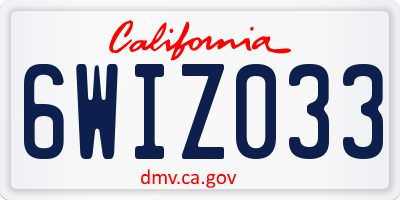CA license plate 6WIZ033