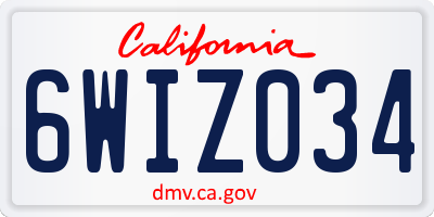 CA license plate 6WIZ034