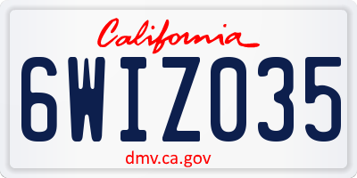 CA license plate 6WIZ035