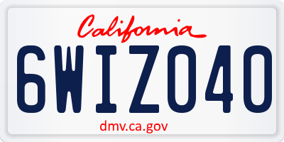 CA license plate 6WIZ040