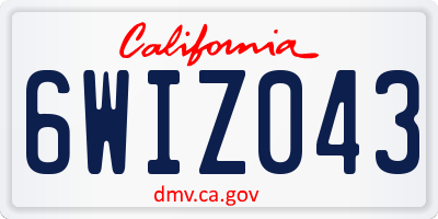 CA license plate 6WIZ043