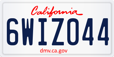 CA license plate 6WIZ044
