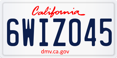 CA license plate 6WIZ045