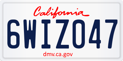 CA license plate 6WIZ047