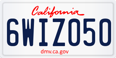 CA license plate 6WIZ050