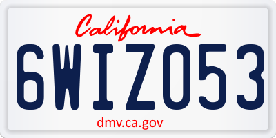 CA license plate 6WIZ053