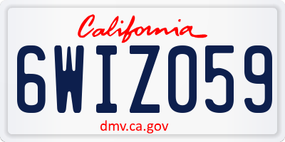 CA license plate 6WIZ059