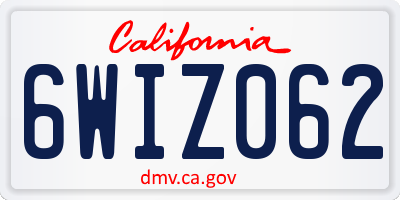 CA license plate 6WIZ062