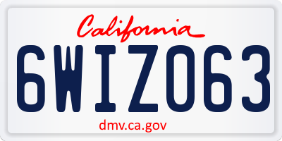 CA license plate 6WIZ063
