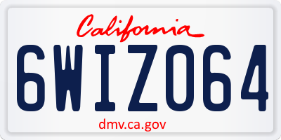 CA license plate 6WIZ064
